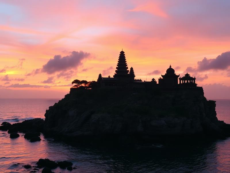 Tanah Lot temple at sunset in Bali