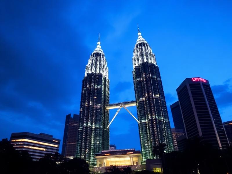 Petronas Towers at night in Kuala Lumpur, Malaysia