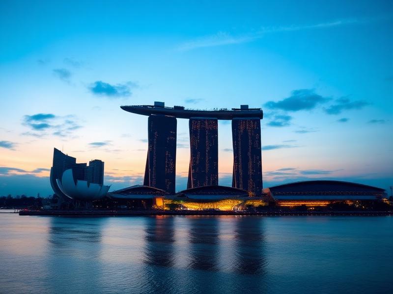 Marina Bay Sands and the Singapore skyline at dusk